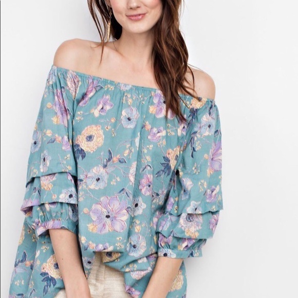 🦋cotton off the shoulder floral tunic🦋 - Picture 3 of 3